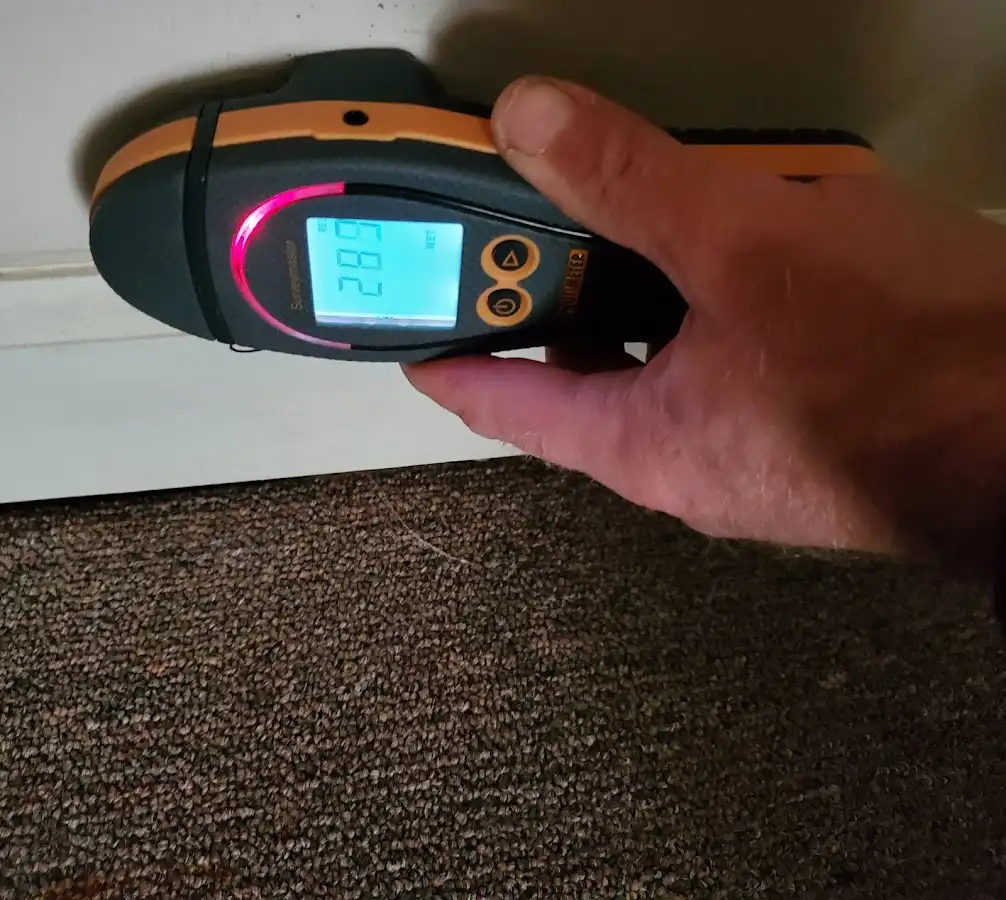 Moisture detection at baseboard during Burst Pipe Cleanup in Eastvale
